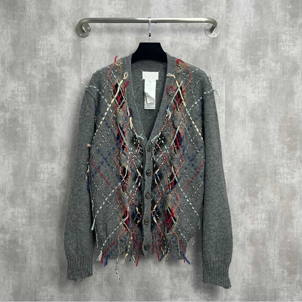 Authentic MM6 Maison Martin Margiela Gray Textured Cardigan